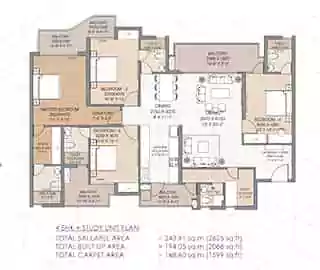 4 BHK + SERVANT Floor Plan